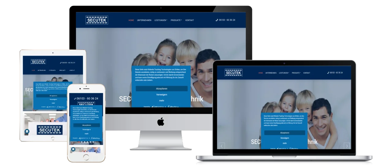 Firmenwebseite für SECUTEK Sicherheitstechnik